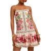 imageMakeMeChic Womens Floral Boho Dress Sleeveless Vacation Mini Short Dress Tie Backless SundressFloral Pink