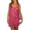 imageMakeMeChic Womens Floral Print Spaghetti Strap Ruffle Hem Summer Mini Cami DressPink