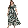 imageMakeMeChic Womens Plus Size Boho Floral Maxi Dress Curvy Short Sleeve Shirred Squared Neck Flomal Long DressA Muilticolor