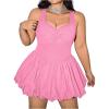 imageMakeMeChic Womens Plus Size Sleeveless Bubble Dress Ruched Rib Knitted A Line Mini DressesPink