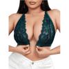 imageMakeMeChic Womens Plus Size Wireless Bra Floral Lace Criss Cross Scallop Trim Front Closure BraletteDark Green