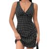 imageMakeMeChic Womens Polka Dots Dresses V Neck Sleeveless Summer A Line Mini DressesBlack and White