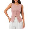 imageMakeMeChic Womens Vest Top Sleeveless Blazer Split Hem Button Down Dressy Suit Vest Outerwear WaistcoatPink