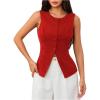 imageMakeMeChic Womens Vest Top Sleeveless Blazer Split Hem Button Down Dressy Suit Vest Outerwear WaistcoatRed