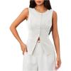 imageMakeMeChic Womens Vest Top Sleeveless Blazer Split Hem Button Down Dressy Suit Vest Outerwear WaistcoatWhite