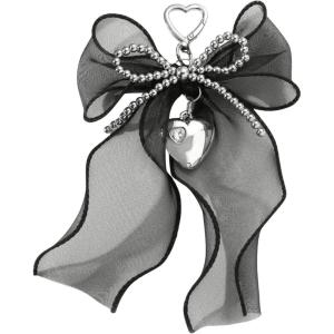 imageMakeMeChic Womens Y2K Bow Keychain Bag Charm Ribbon Metal Retro AccessoriesBlack Multi