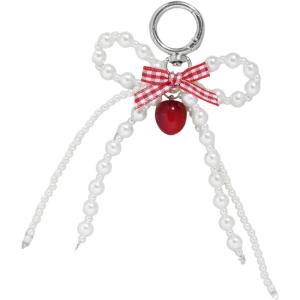 imageMakeMeChic Womens Y2K Bow Keychain Bag Charm Ribbon Metal Retro AccessoriesBurgundy