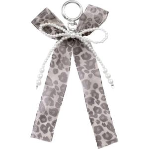 imageMakeMeChic Womens Y2K Bow Keychain Bag Charm Ribbon Metal Retro AccessoriesCoffee Brown