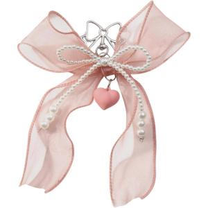 imageMakeMeChic Womens Y2K Bow Keychain Bag Charm Ribbon Metal Retro AccessoriesDusty Pink