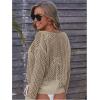 imageMakeMeChic Womens Bathing Suit Cover Ups Crochet Swim Beach Cover Up TopBrown