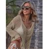 imageMakeMeChic Womens Bathing Suit Cover Ups Crochet Swim Beach Cover Up TopBrown