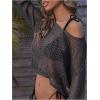 imageMakeMeChic Womens Bathing Suit Cover Ups Crochet Swim Beach Cover Up TopDark Grey