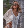 imageMakeMeChic Womens Bathing Suit Cover Ups Crochet Swim Beach Cover Up TopWhite