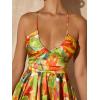 imageMakeMeChic Womens Boho Floral Summer Dress Criss Cross High Waisted V Neck Sleeveless Short SundressMulti Green