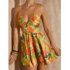imageMakeMeChic Womens Boho Floral Summer Dress Criss Cross High Waisted V Neck Sleeveless Short SundressMulti Green