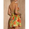 imageMakeMeChic Womens Boho Floral Summer Dress Criss Cross High Waisted V Neck Sleeveless Short SundressMulti Green