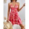 imageMakeMeChic Womens Boho Floral Summer Dress Criss Cross High Waisted V Neck Sleeveless Short SundressPink