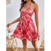 imageMakeMeChic Womens Boho Floral Summer Dress Criss Cross High Waisted V Neck Sleeveless Short SundressPink