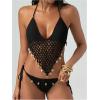 imageMakeMeChic Womens Boho Hollow Out Halter Bikini Sets Shell Crochet Summer Beach Swimsuit Bathing SuitBlack