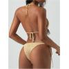 imageMakeMeChic Womens Boho Hollow Out Halter Bikini Sets Shell Crochet Summer Beach Swimsuit Bathing SuitKhaki