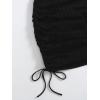imageMakeMeChic Womens Casual Drawstring Side Round Neck Short Sleeve Bodycon DressBlack B