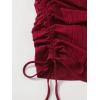 imageMakeMeChic Womens Casual Drawstring Side Round Neck Short Sleeve Bodycon DressBurgundy