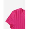 imageMakeMeChic Womens Casual Drawstring Side Round Neck Short Sleeve Bodycon DressHot Pink