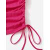 imageMakeMeChic Womens Casual Drawstring Side Round Neck Short Sleeve Bodycon DressHot Pink