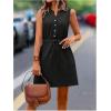 imageMakeMeChic Womens Casual Sleeveless Summer Dress Button Down Tie Waist A Line Short Tank DressBlack