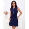 imageMakeMeChic Womens Casual Sleeveless Summer Dress Button Down Tie Waist A Line Short Tank DressDark Blue