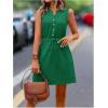 imageMakeMeChic Womens Casual Sleeveless Summer Dress Button Down Tie Waist A Line Short Tank DressGreen