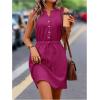 imageMakeMeChic Womens Casual Sleeveless Summer Dress Button Down Tie Waist A Line Short Tank DressHot Pink