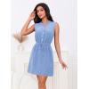 imageMakeMeChic Womens Casual Sleeveless Summer Dress Button Down Tie Waist A Line Short Tank DressLight Blue