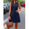 imageMakeMeChic Womens Casual Sleeveless Summer Dress Button Down Tie Waist A Line Short Tank DressNavy Blue