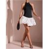 imageMakeMeChic Womens Color Block Halter Neck Mini Dress Sleeveless Open Back A Line Short DressesBlack and White