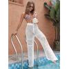 imageMakeMeChic Womens Cover Up Pants Drawstring Crochet Knitted Sheer Beach Cover Up Pants SwimwearA White