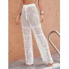 imageMakeMeChic Womens Cover Up Pants Drawstring Crochet Knitted Sheer Beach Cover Up Pants SwimwearA White