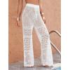 imageMakeMeChic Womens Cover Up Pants Drawstring Crochet Knitted Sheer Beach Cover Up Pants SwimwearA White