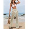 imageMakeMeChic Womens Cover Up Pants Drawstring Crochet Knitted Sheer Beach Cover Up Pants SwimwearApricot