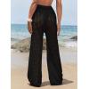imageMakeMeChic Womens Cover Up Pants Drawstring Crochet Knitted Sheer Beach Cover Up Pants SwimwearBlack