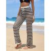 imageMakeMeChic Womens Cover Up Pants Drawstring Crochet Knitted Sheer Beach Cover Up Pants SwimwearBlack and White