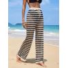 imageMakeMeChic Womens Cover Up Pants Drawstring Crochet Knitted Sheer Beach Cover Up Pants SwimwearBlack and White