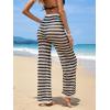 imageMakeMeChic Womens Cover Up Pants Drawstring Crochet Knitted Sheer Beach Cover Up Pants SwimwearBlack and White