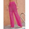 imageMakeMeChic Womens Cover Up Pants Drawstring Crochet Knitted Sheer Beach Cover Up Pants SwimwearHot Pink
