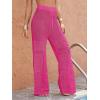 imageMakeMeChic Womens Cover Up Pants Drawstring Crochet Knitted Sheer Beach Cover Up Pants SwimwearHot Pink