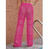 imageMakeMeChic Womens Cover Up Pants Drawstring Crochet Knitted Sheer Beach Cover Up Pants SwimwearHot Pink