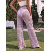 imageMakeMeChic Womens Cover Up Pants Drawstring Crochet Knitted Sheer Beach Cover Up Pants SwimwearLilac Purple