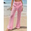 imageMakeMeChic Womens Cover Up Pants Drawstring Crochet Knitted Sheer Beach Cover Up Pants SwimwearPink Hollow Out