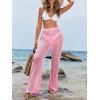 imageMakeMeChic Womens Cover Up Pants Drawstring Crochet Knitted Sheer Beach Cover Up Pants SwimwearPink Hollow Out