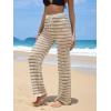 imageMakeMeChic Womens Cover Up Pants Drawstring Crochet Knitted Sheer Beach Cover Up Pants SwimwearStriped Khaki
